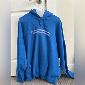 Oversized Blue Hoodie with Inspirational Text